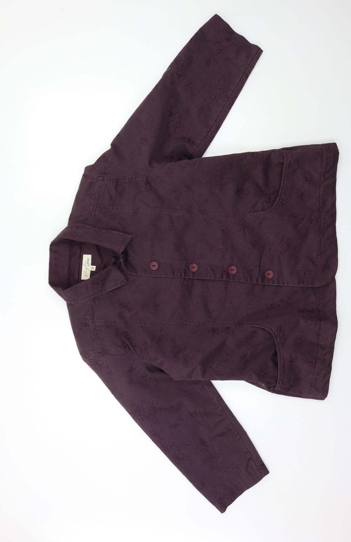 EWM Womens Purple Floral  Overcoat Coat Size 22