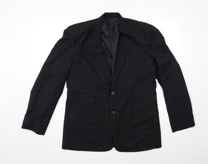 Preworn Mens Black Striped  Jacket Suit Jacket Size 40