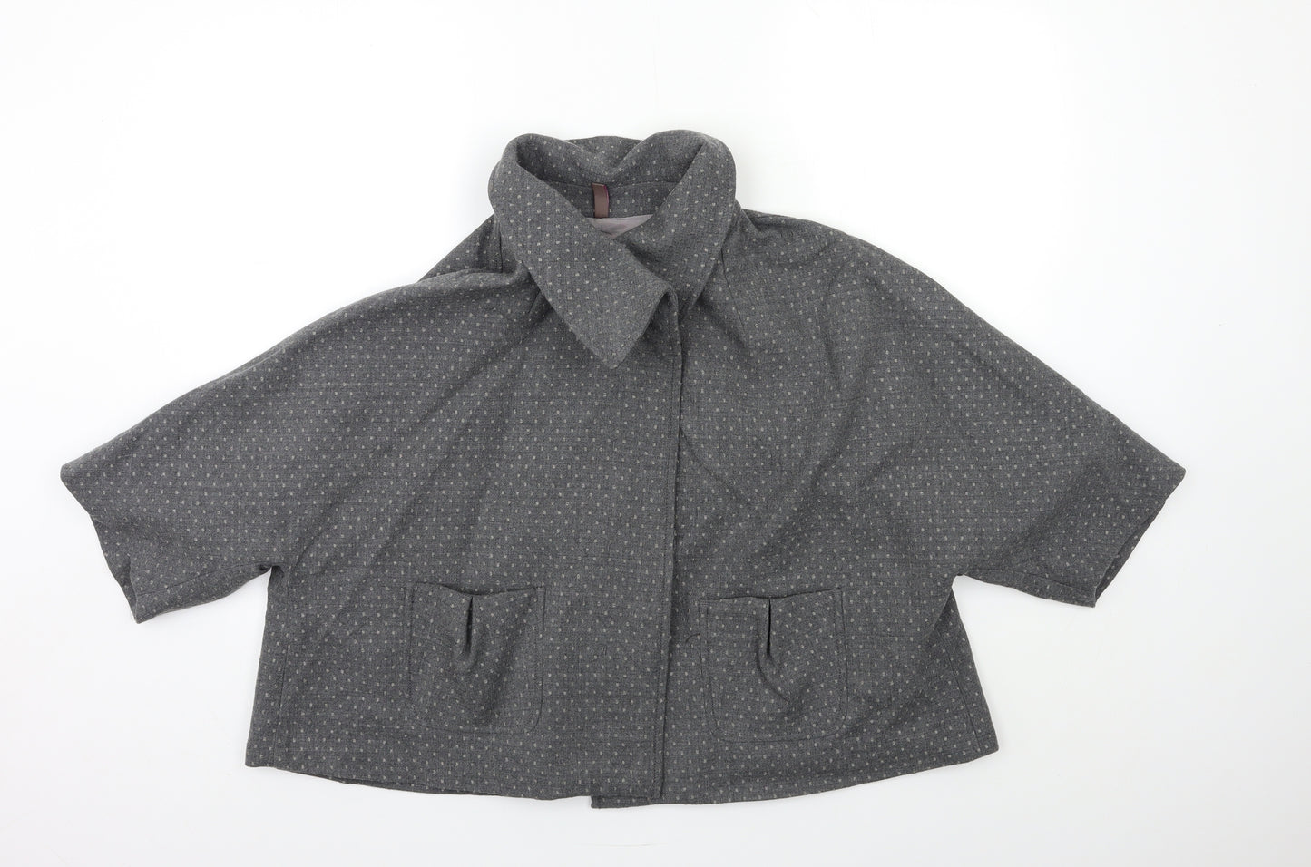 wrap Womens Grey Polka Dot  Pea Coat Coat Size 22
