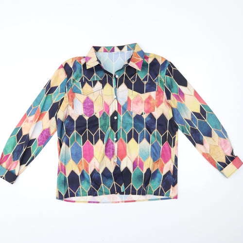 prewo Womens Multicoloured Geometric   Button-Up Size L