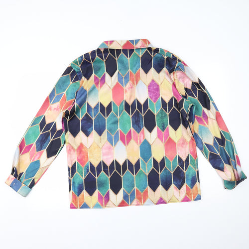 prewo Womens Multicoloured Geometric   Button-Up Size L