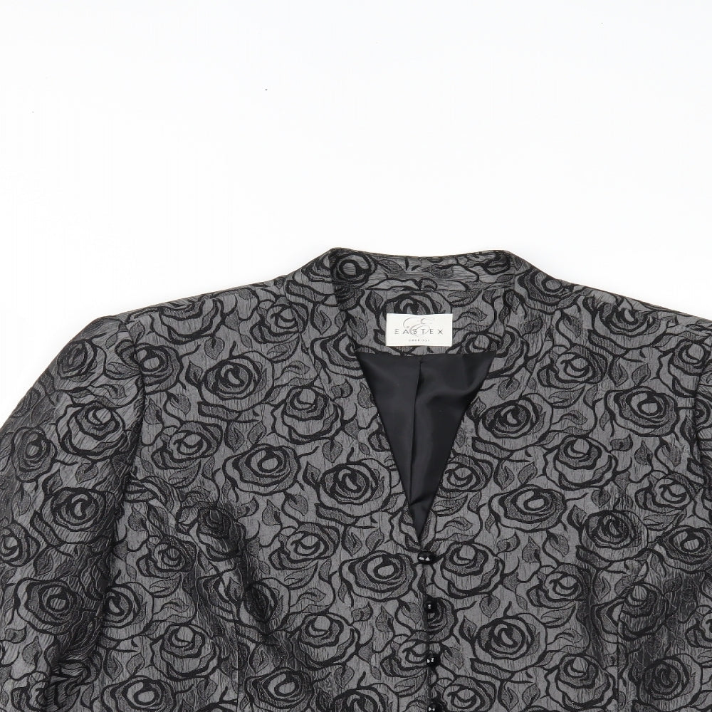 Eastex Womens Grey Floral  Jacket Blazer Size 18