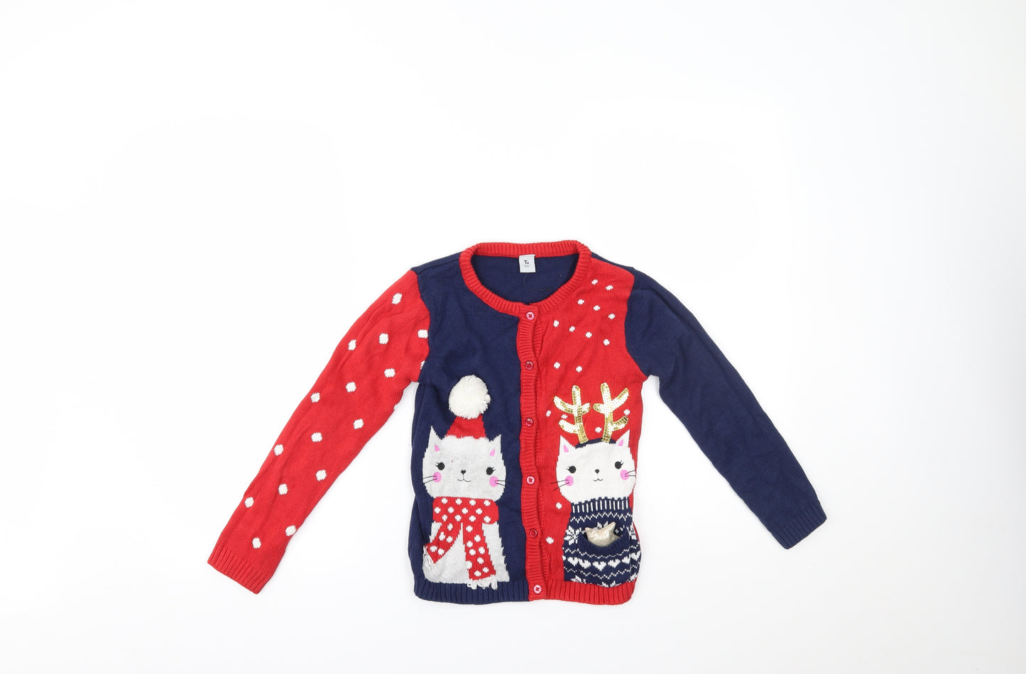 TU Girls Multicoloured   Cardigan Jumper Size 6-7 Years  - christm
