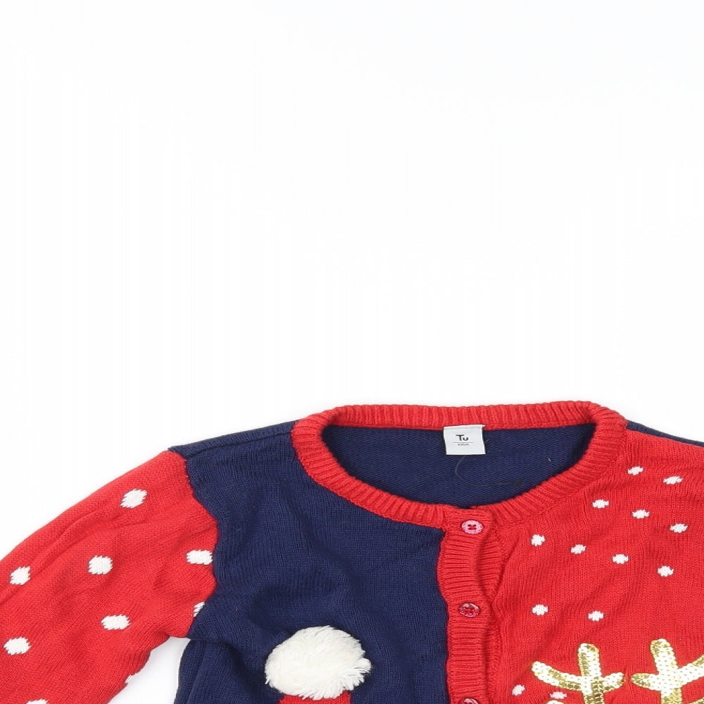 TU Girls Multicoloured   Cardigan Jumper Size 6-7 Years  - christm