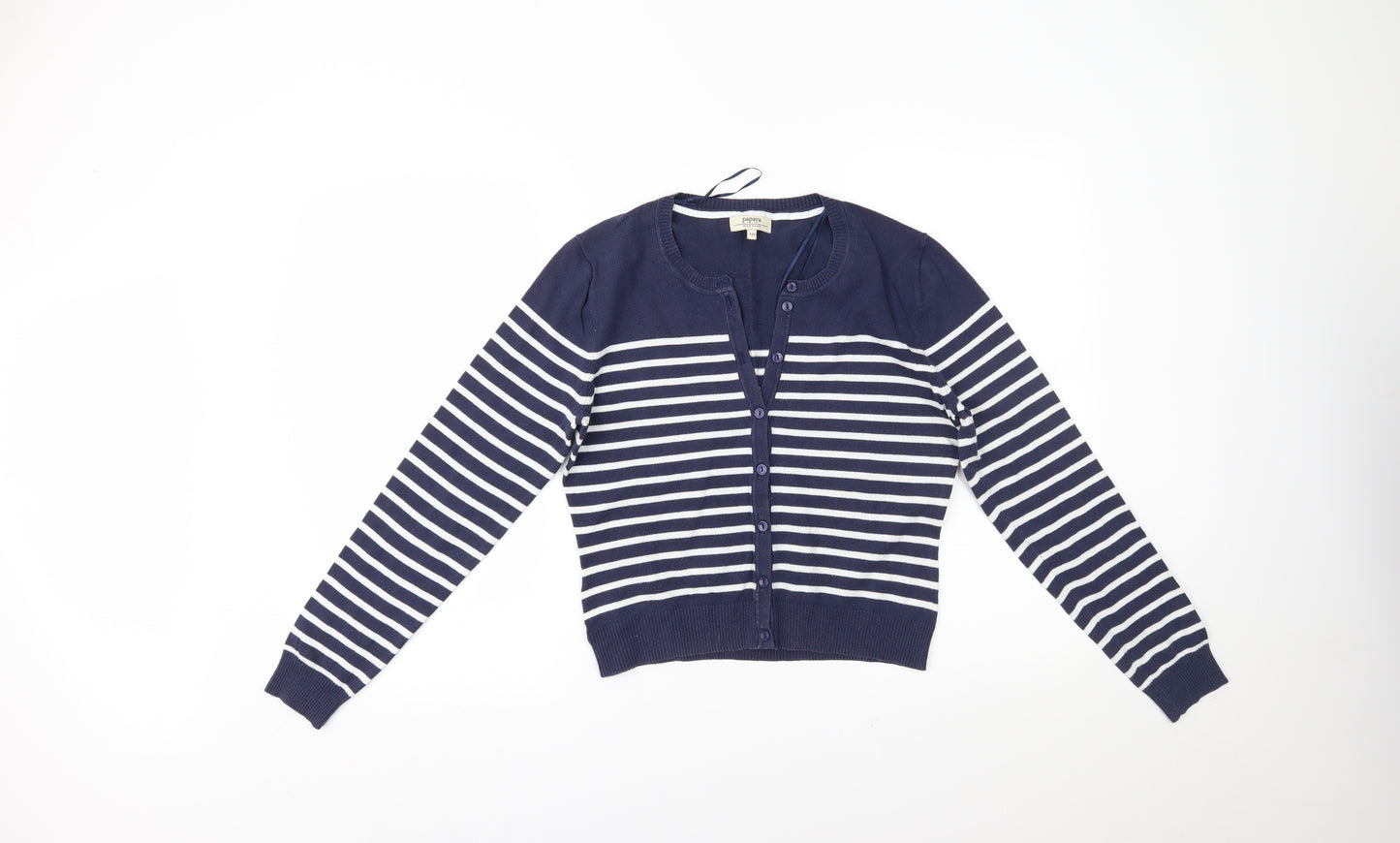 Papaya Womens Blue Striped  Cardigan Jumper Size 10