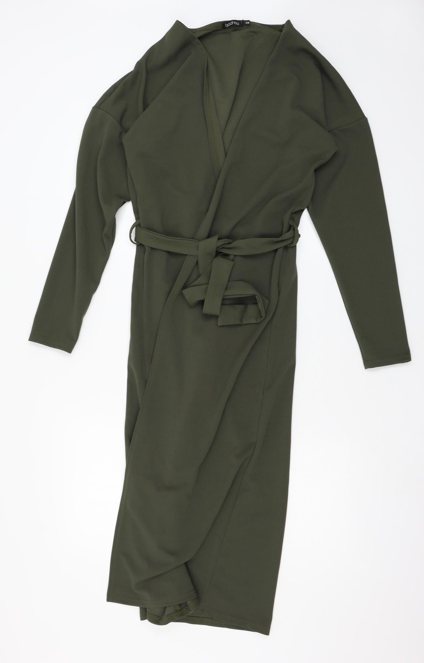 Boohoo Womens Green  Jersey Wrap Dress  Size S