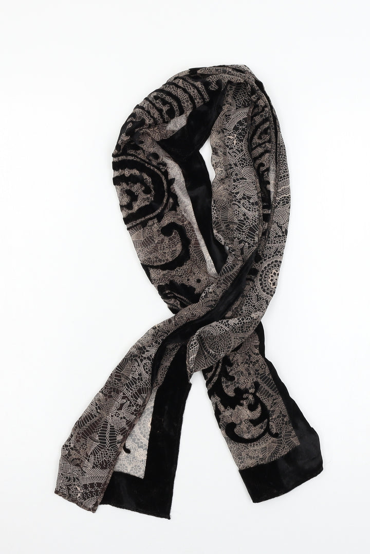 Preworn Womens Black Geometric Scarf