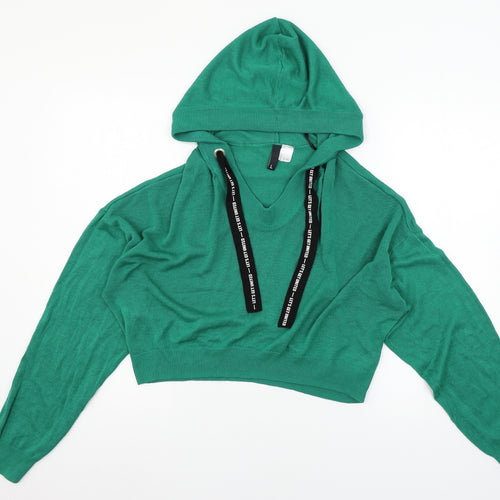 H&M Womens Green  Knit Pullover Hoodie Size L