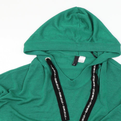 H&M Womens Green  Knit Pullover Hoodie Size L