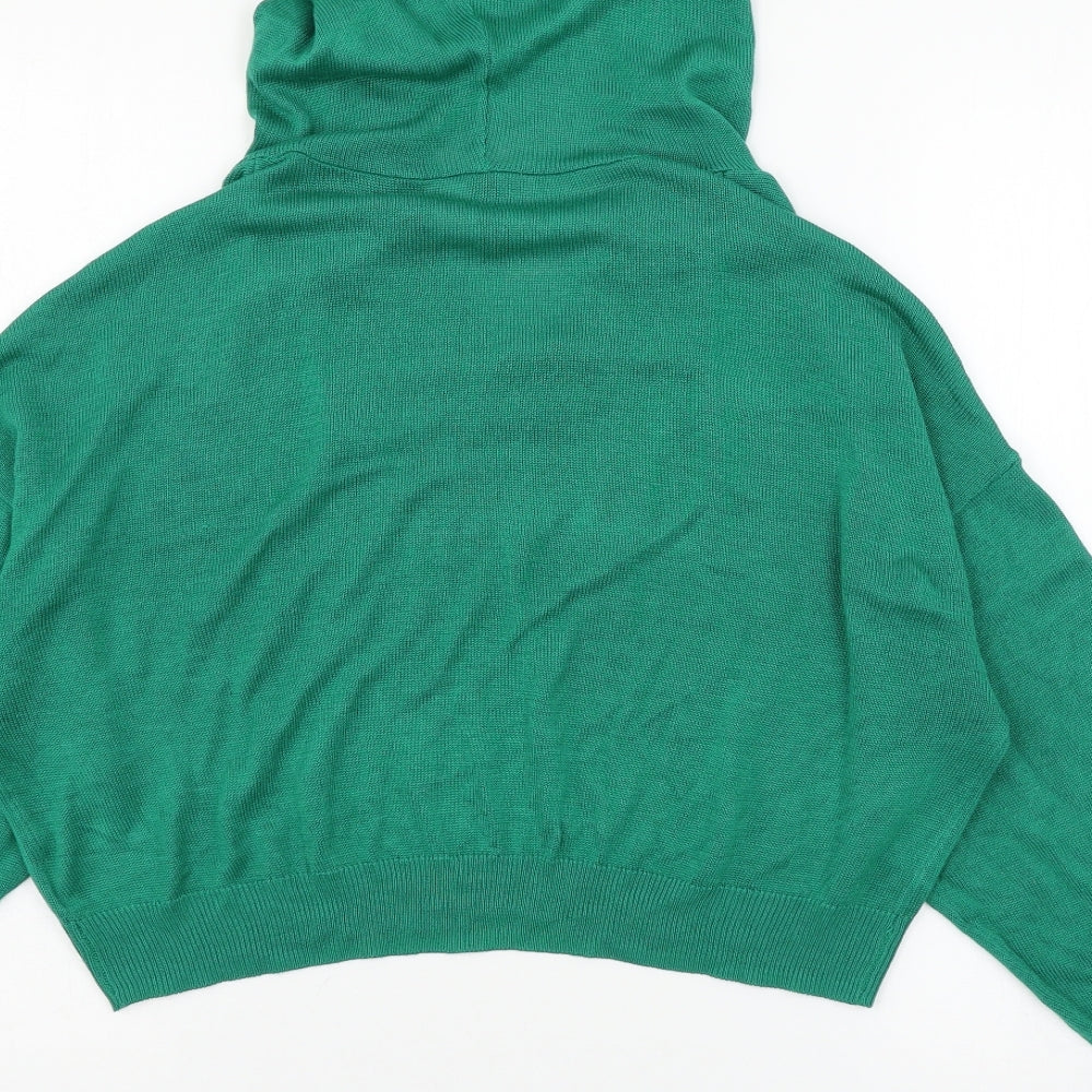 H&M Womens Green  Knit Pullover Hoodie Size L