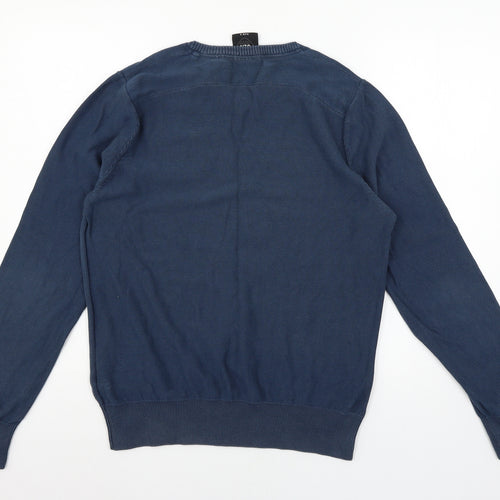 Police Mens Blue  Knit Pullover Jumper Size M