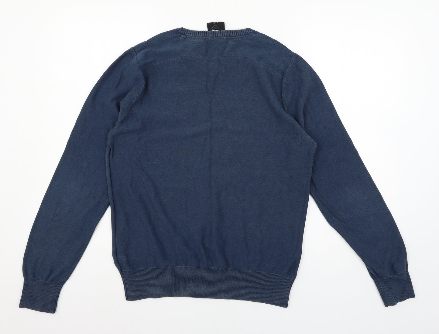 Police Mens Blue  Knit Pullover Jumper Size M