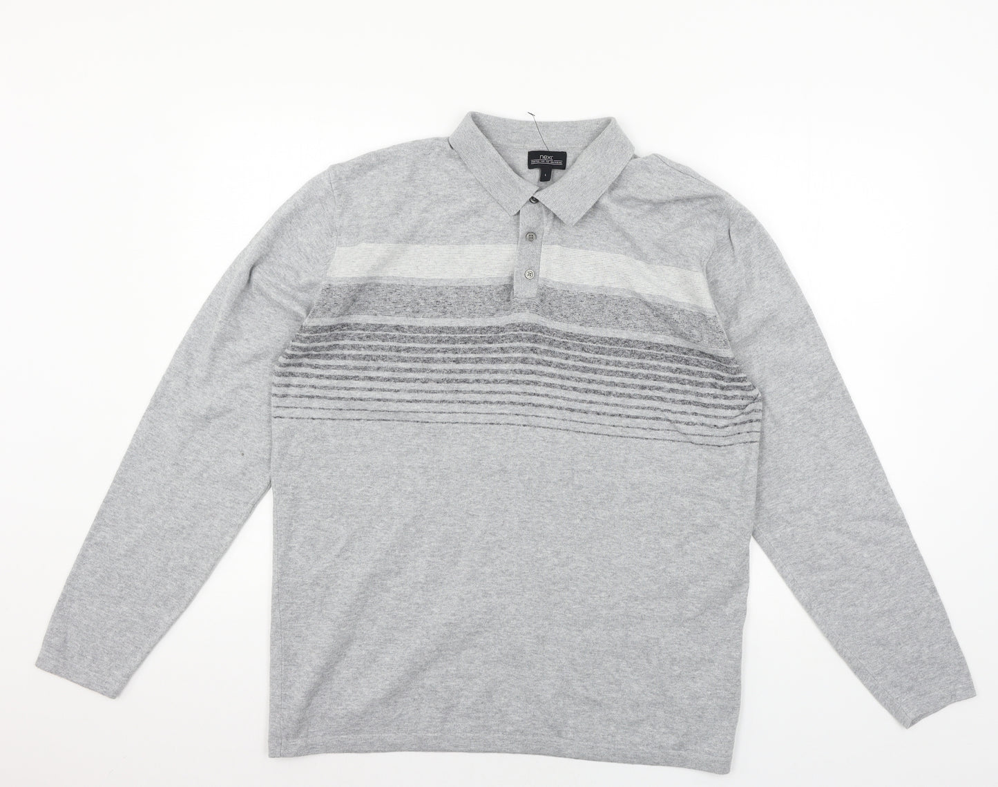 NEXT Womens Grey Striped Knit Pullover Jumper Size L