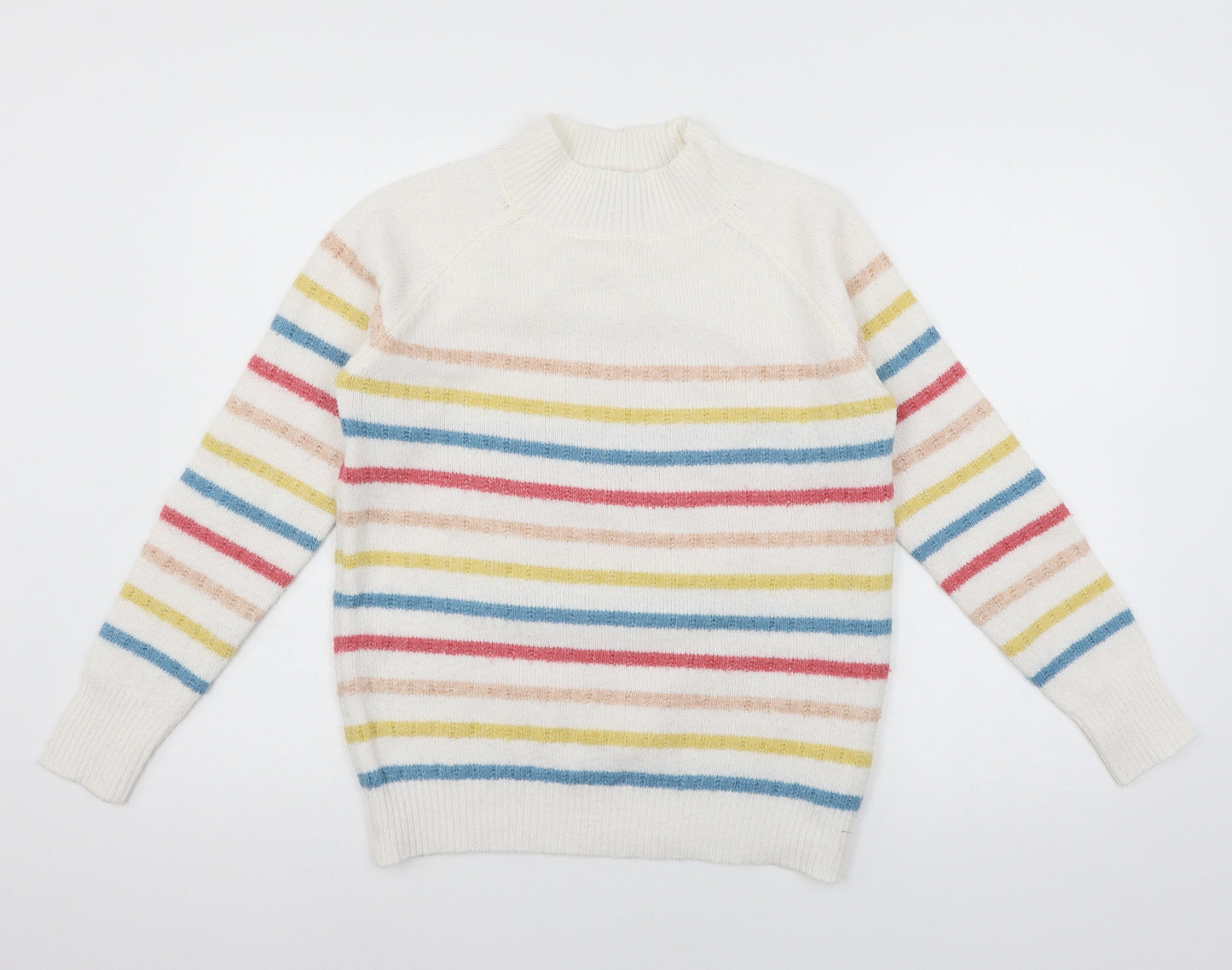 Matalan Womens White Striped Knit Pullover Jumper Size S