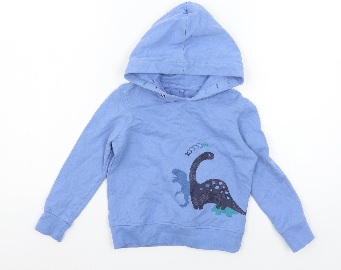 Lily & Dan Boys Blue  Jersey Pullover Hoodie Size 4-5 Years  - Dinosaur