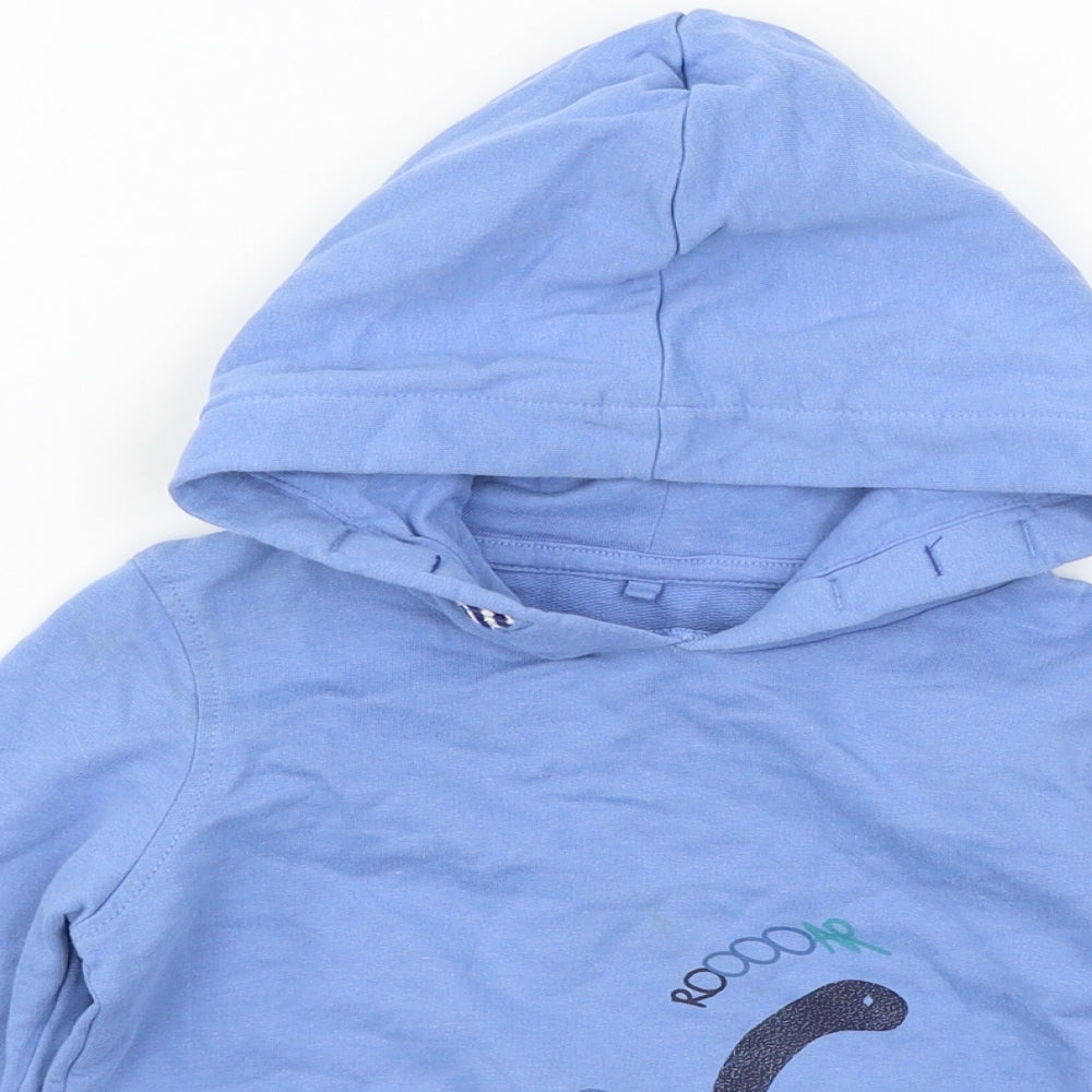 Lily & Dan Boys Blue  Jersey Pullover Hoodie Size 4-5 Years  - Dinosaur
