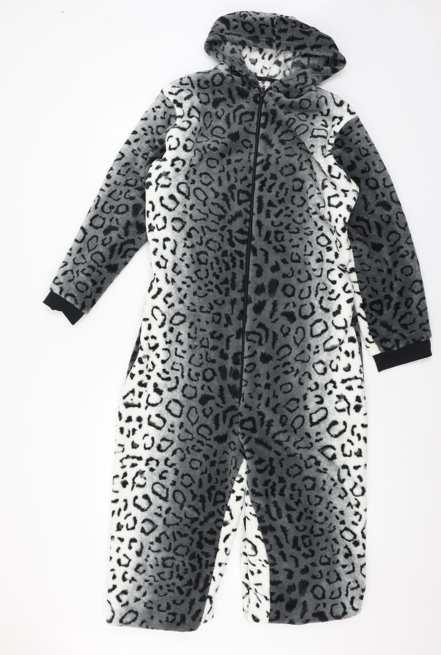 Preworn Womens Grey Animal Print Microfibre Top One Piece Size 12