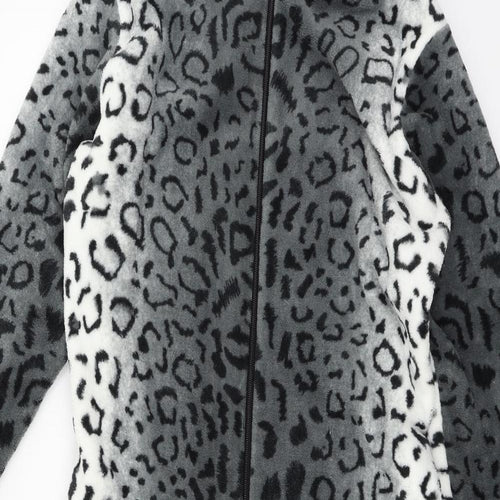 Preworn Womens Grey Animal Print Microfibre Top One Piece Size 12