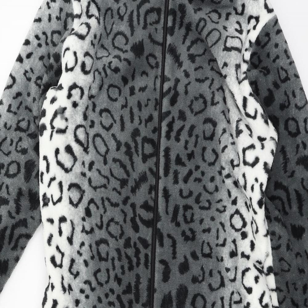 Preworn Womens Grey Animal Print Microfibre Top One Piece Size 12
