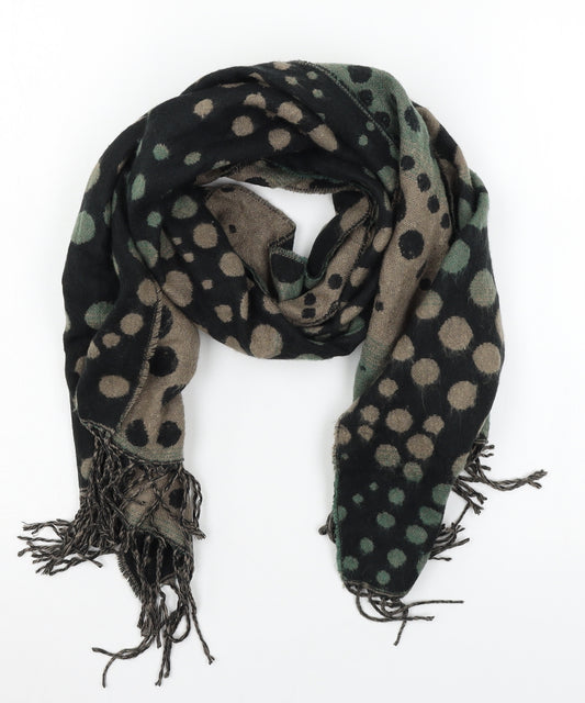 Front view of Preworn women’s blue polka dot knit scarf
