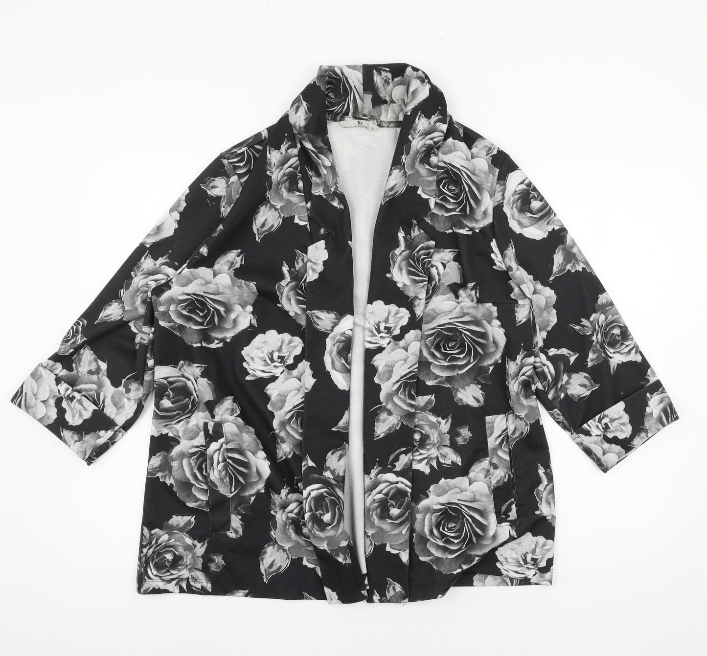 TU Womens Grey Floral  Jacket Blazer Size 18