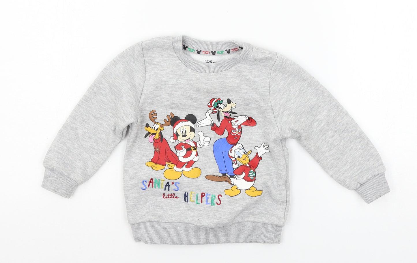Disney Boys Grey  Jersey Pullover Jumper Size 12-18 Months  - SANTAS LITTLE HELPER