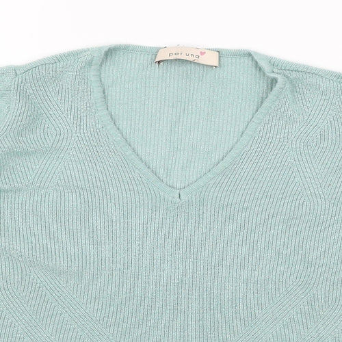 Per Una Womens Green  Knit Basic T-Shirt Size 10