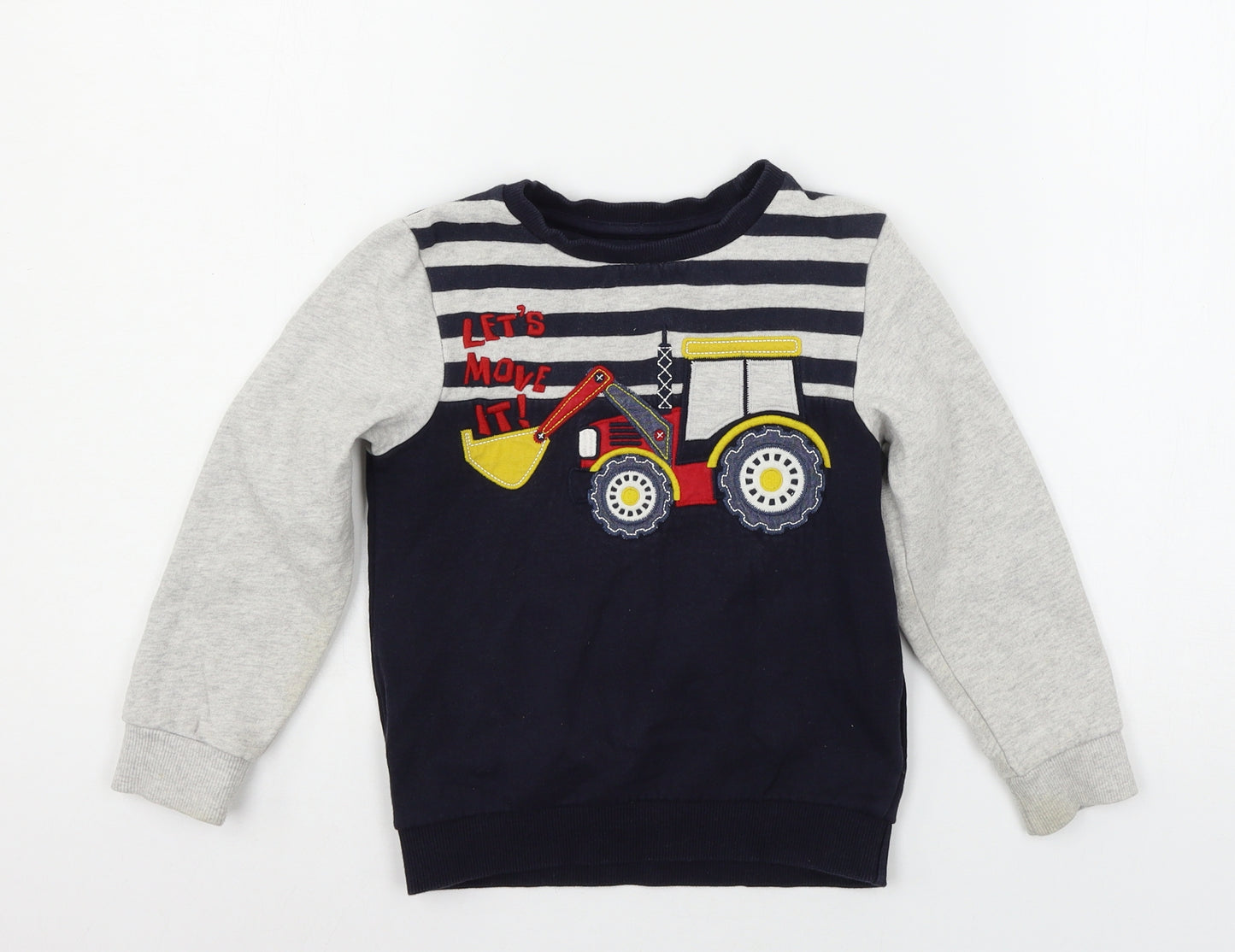 Nutmeg Boys Blue Striped Jersey Pullover Sweatshirt Size 4-5 Years  - Tractor
