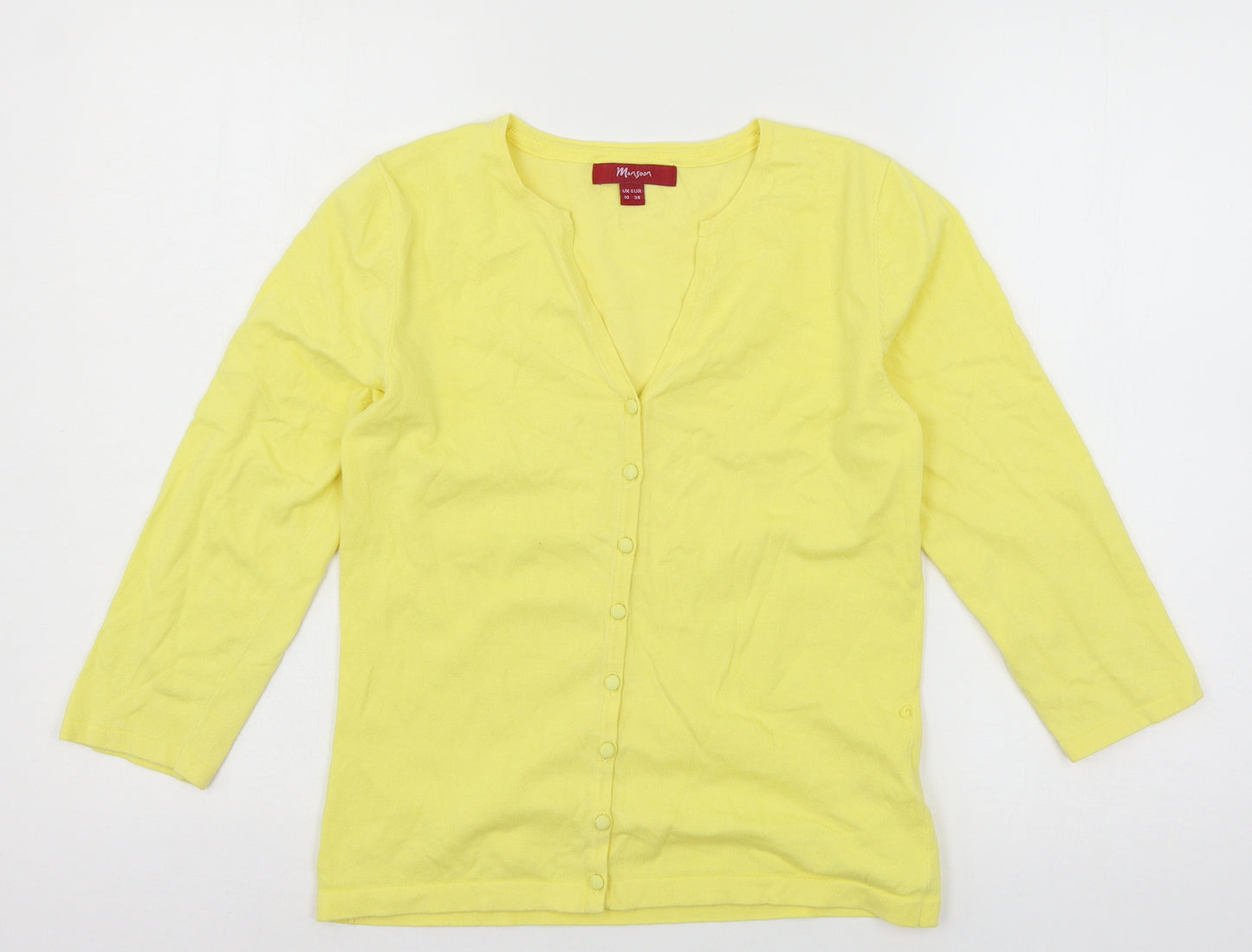 Monsoon Womens Yellow  Knit Cardigan Jumper Size 10