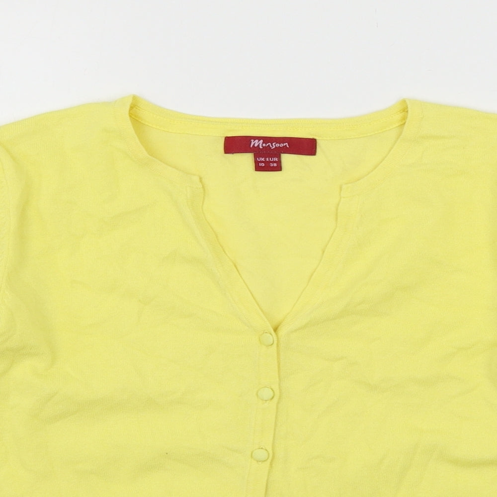 Monsoon Womens Yellow  Knit Cardigan Jumper Size 10