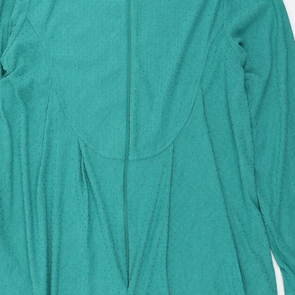 Preworn Womens Green Geometric Jersey Top Robe Size 16