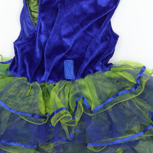 Preworn Girls Blue  Velvet Ball Gown  Size S  - princess fancy dress
