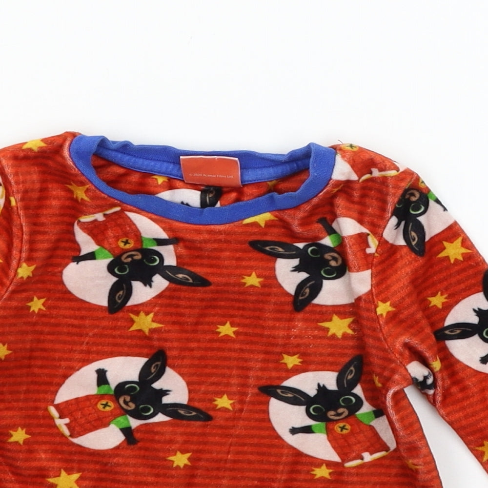 George Boys Red Striped Velour Cami Pyjama Top Size 18-24 Months  - Rabbits