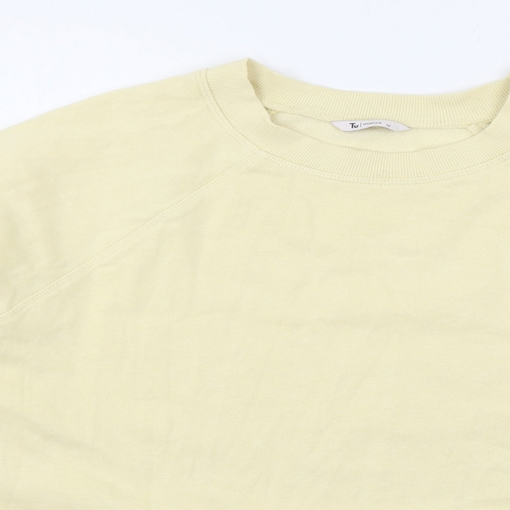 TU Womens Yellow  Jersey Pullover Sweatshirt Size 12