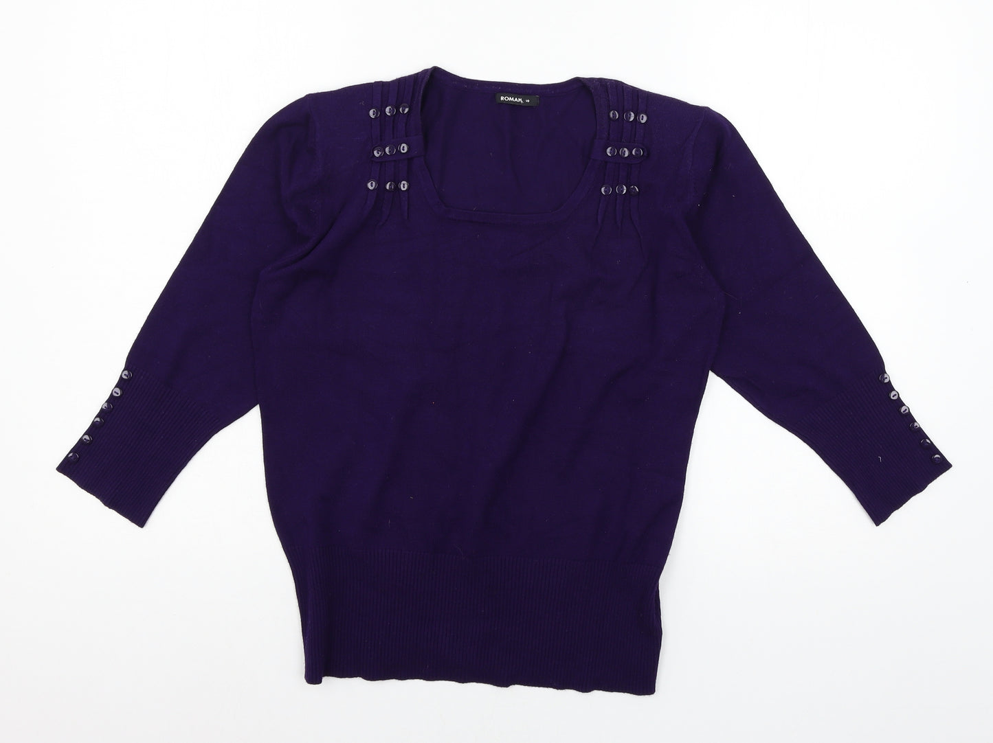 Roman Womens Purple  Knit Pullover Jumper Size 10