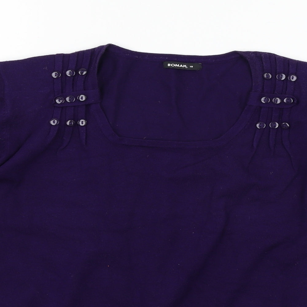 Roman Womens Purple  Knit Pullover Jumper Size 10