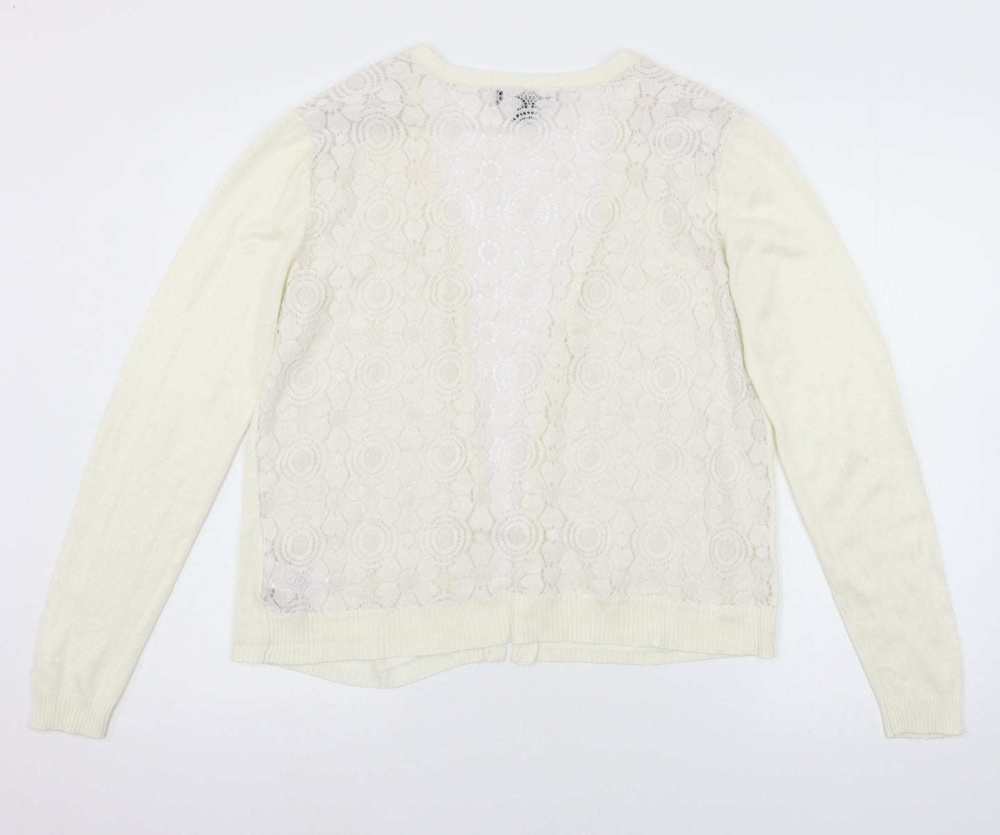 Primark Womens Ivory  Knit Cardigan Jumper Size 12  - Lace back