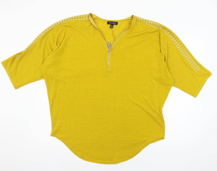 QED London Womens Yellow  Knit Pullover Jumper Size S