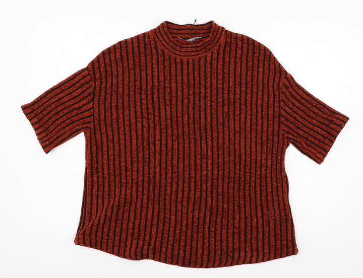 M&Co Womens Red Striped Knit Pullover Jumper Size 12