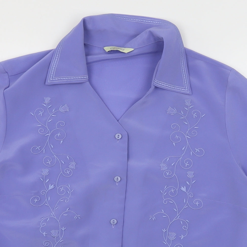 Classics Womens Purple Floral  Basic Button-Up Size 16