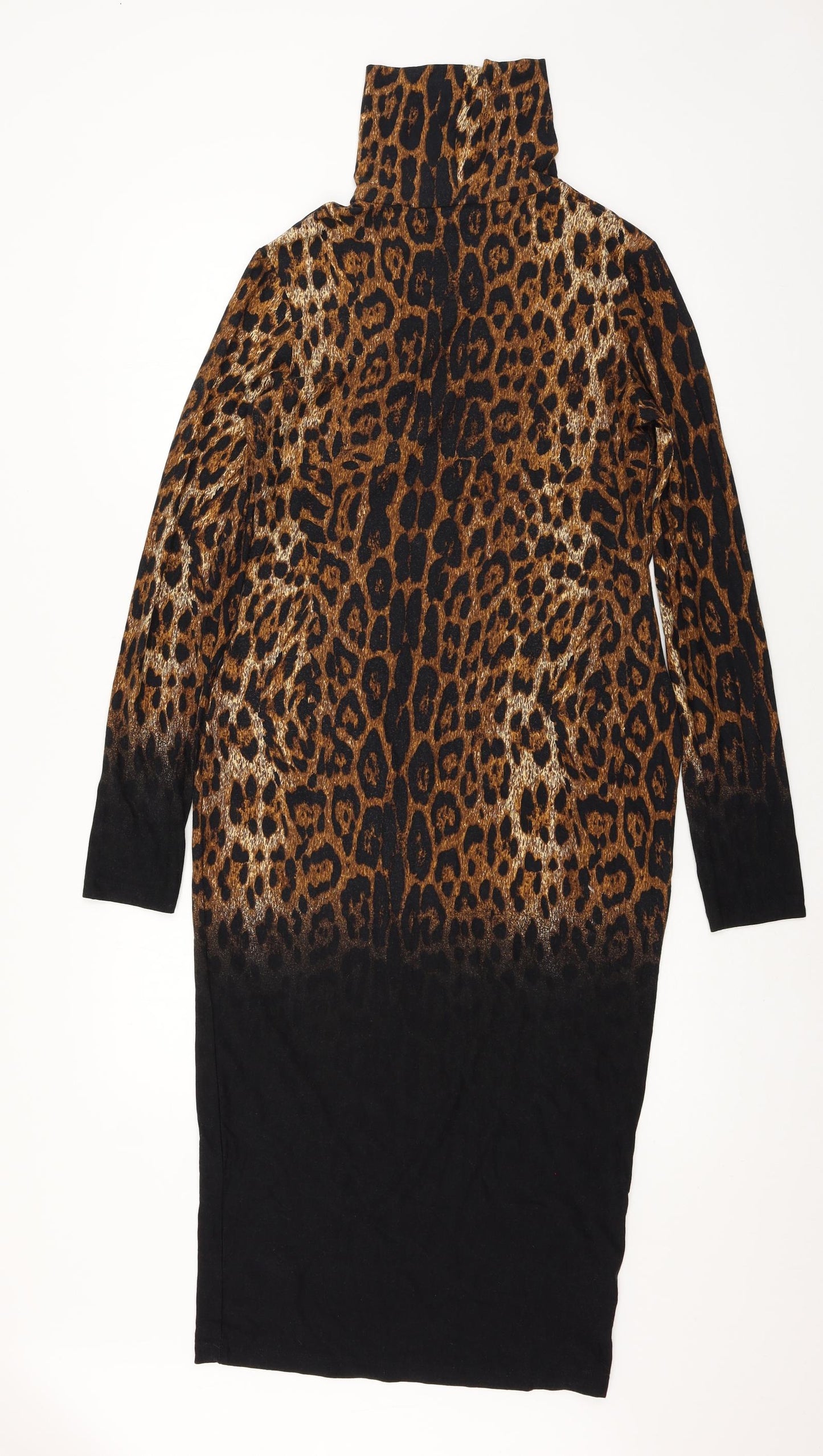 ASOS Womens Brown Animal Print Jersey Bodycon  Size 14