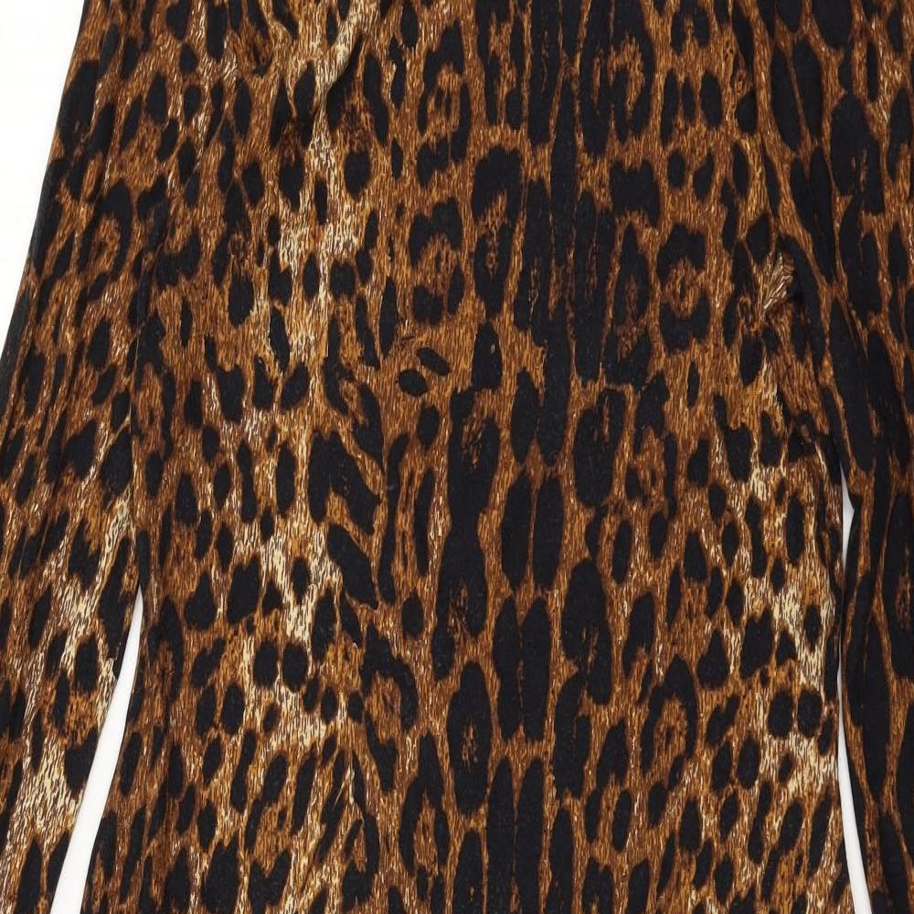 ASOS Womens Brown Animal Print Jersey Bodycon  Size 14