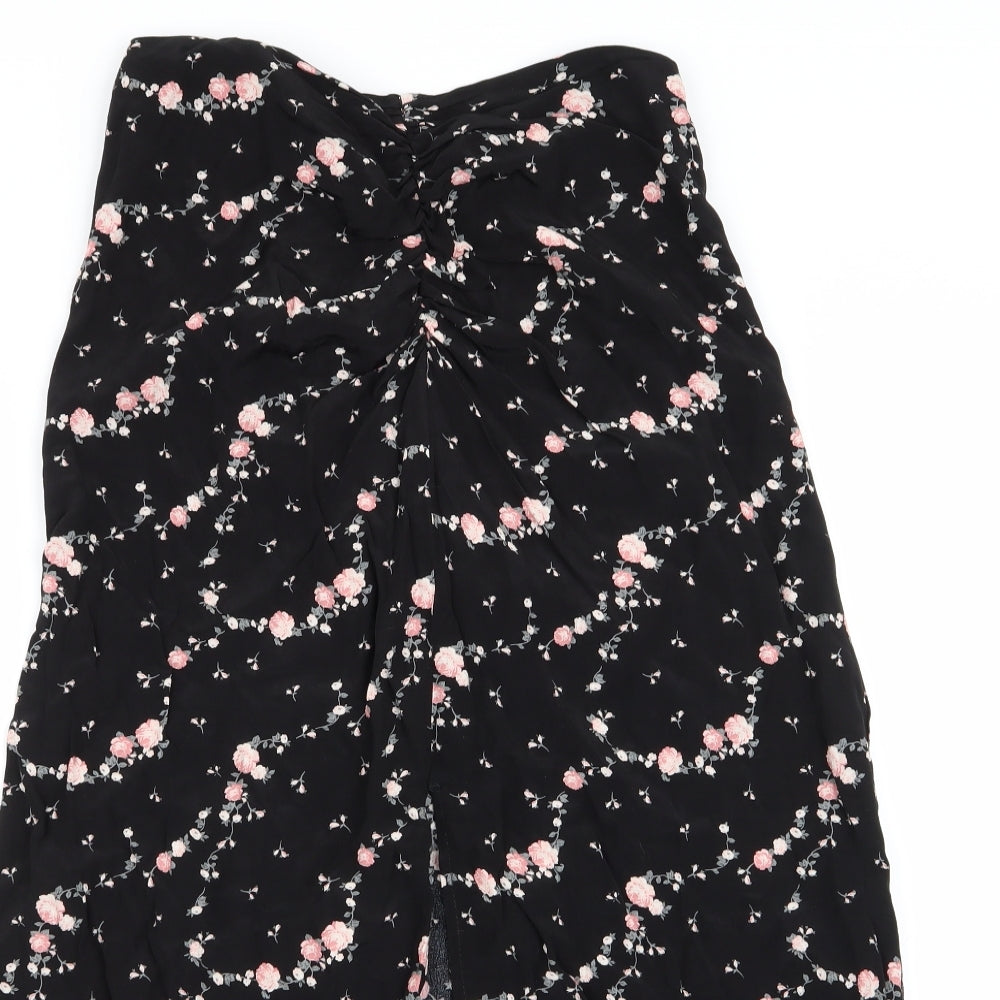 Primark Womens Black Floral  Flare Skirt Size 10