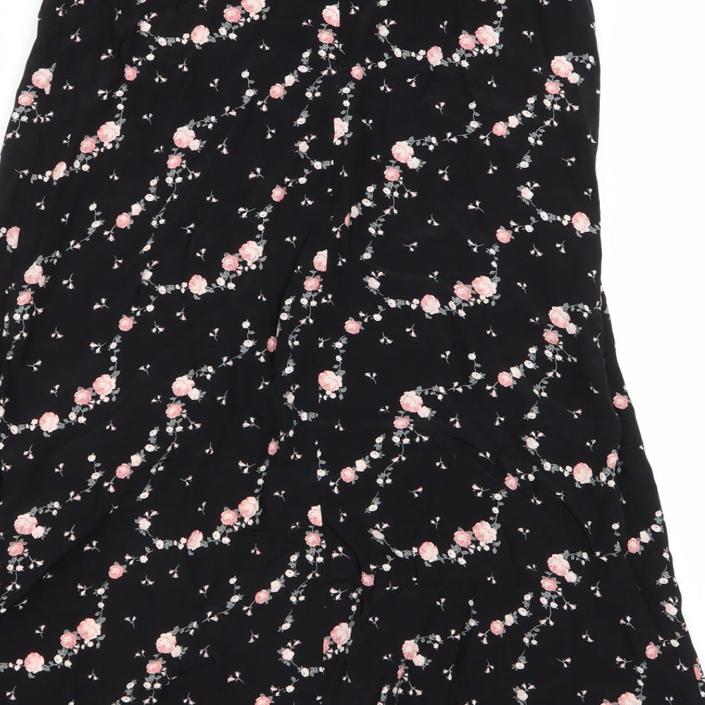 Primark Womens Black Floral  Flare Skirt Size 10