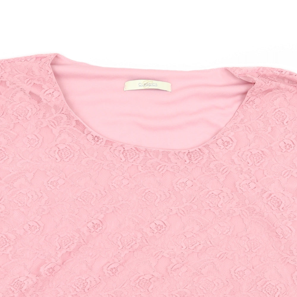 Classic Womens Pink Floral  Basic Blouse Size 28