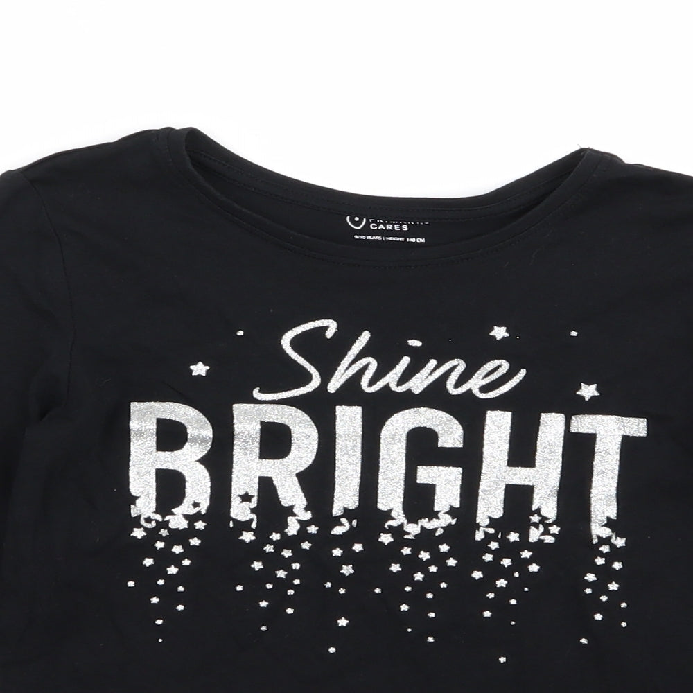Primark Girls Black   Basic T-Shirt Size 9-10 Years