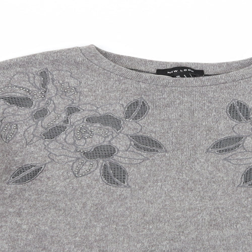 New Look Womens Grey Floral  Pullover Jumper Size S