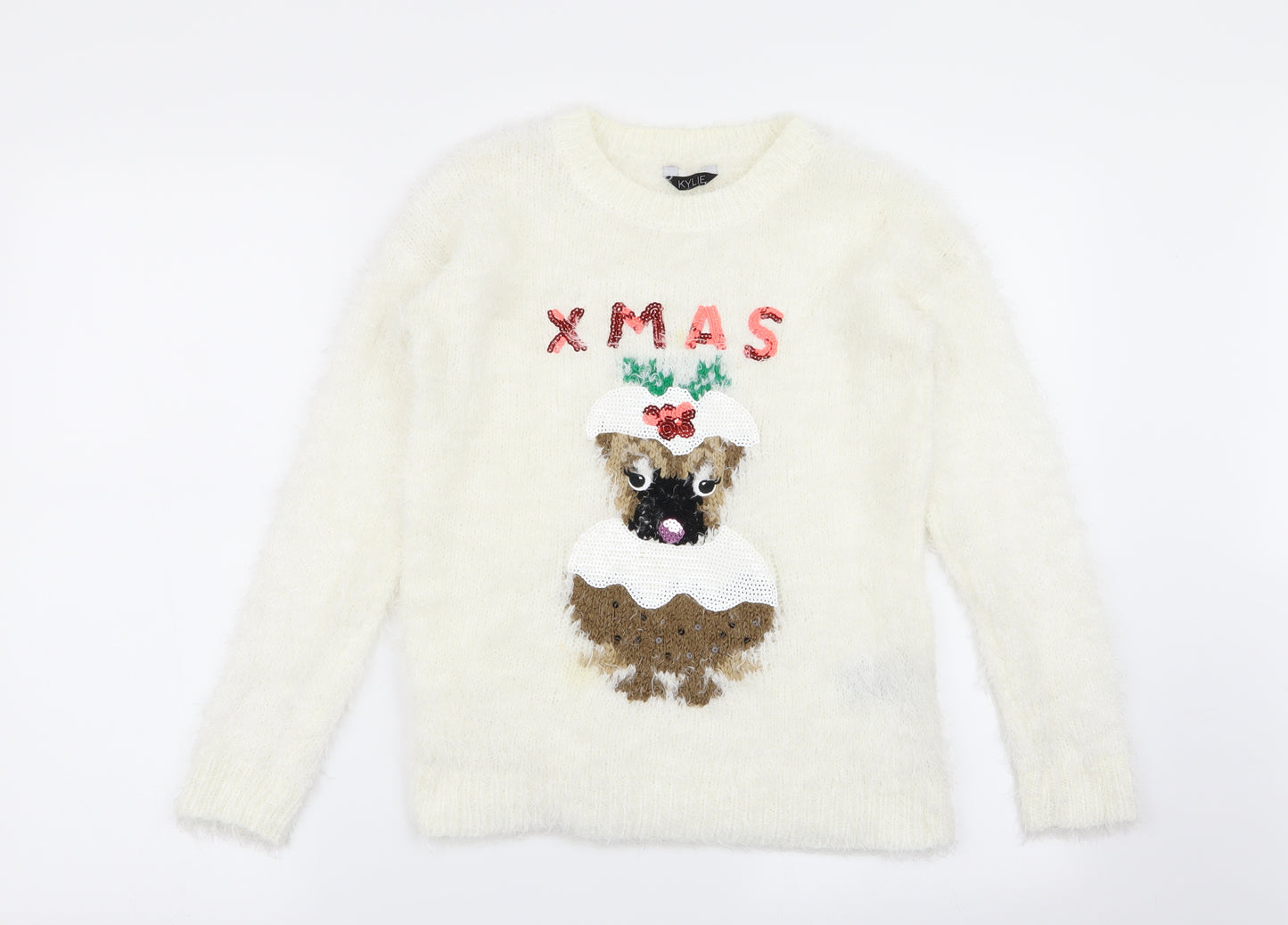 M&Co Girls White   Pullover Jumper Size 9-10 Years  - CHRISMTAS