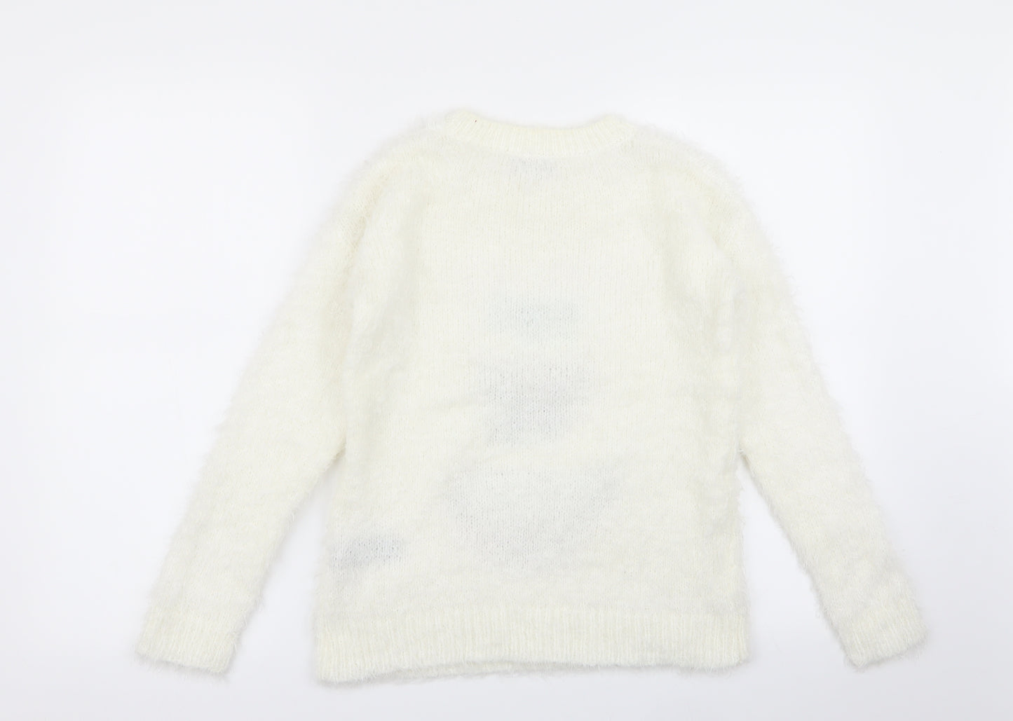 M&Co Girls White   Pullover Jumper Size 9-10 Years  - CHRISMTAS