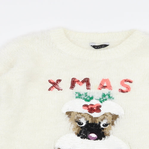 M&Co Girls White   Pullover Jumper Size 9-10 Years  - CHRISMTAS